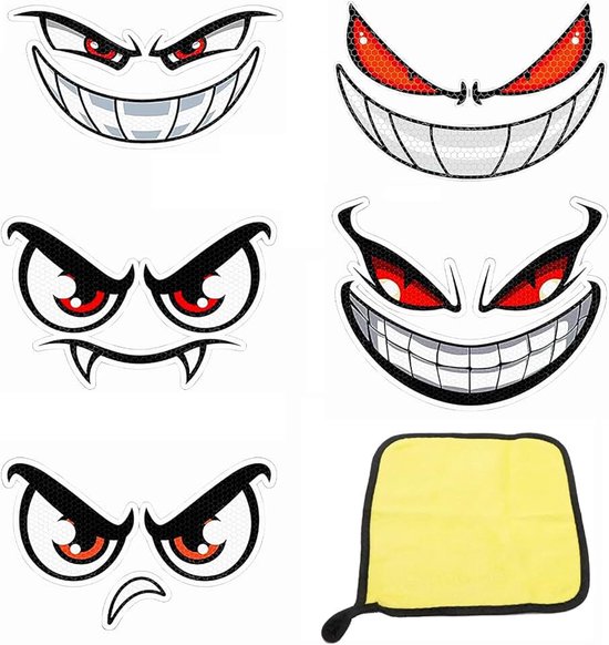 Stickers voor robotmaaiers, set van 5 stuks, reflecterende zelfklevende stickers, ogen voor robotmaaier, auto, vuilnisbak, zelfklevende ogen, weerbestendig en waterdicht, incl