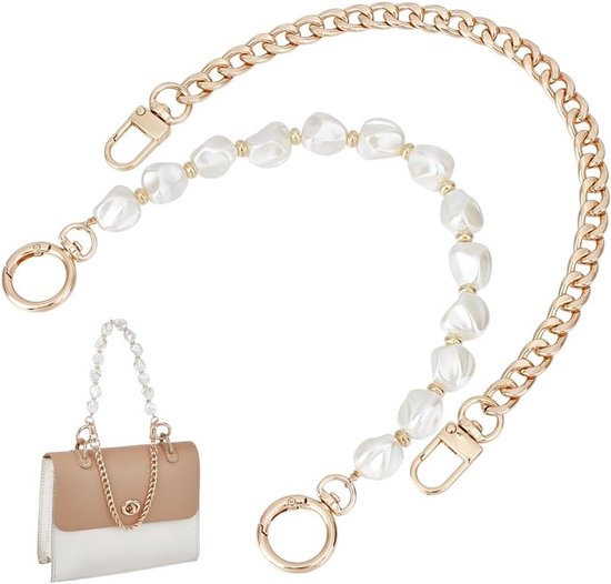 Stijlvolle korte parel portemonnee ketting met platte schakel, vervangende tas handvat en tas verlenger voor handtassen van 12-13 inch