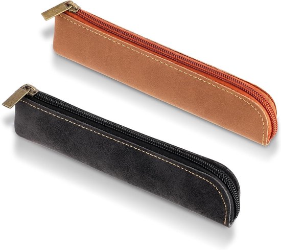 Stijlvolle leren hoes voor smartphone in zwart en bruin, perfect voor bescherming en design van Merkloos