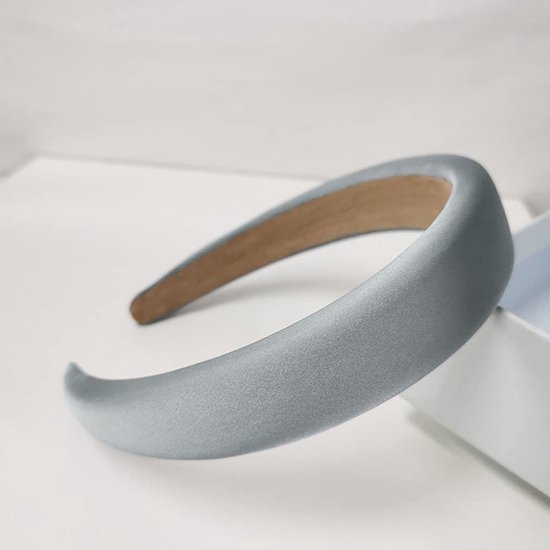 Stijlvolle Retro Satijnen Haarband voor Vrouwen en Meisjes - Brede Accessoire voor Yoga, Feestjes en Reizen in Grijs van Merkloos