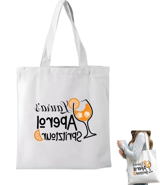 Stijlvolle Tote Bag met Aperol Spritz Thema | Ruim, Duurzaam Katoen, Comfortabele Handvatten | Perfect voor Dagelijks Gebruik, Strand of Cadeau 35x40cm van Merkloos