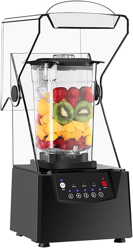 Stille Blender - Smoothie Maker - IJsklontjes Vergruizen - Geluidsarme Kap - 2 Liter - Zwart