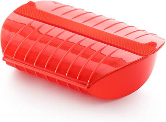 Stoomdoos met bakje 3-4 personen Rood 275x210x80 mm | Lékué van Merkloos