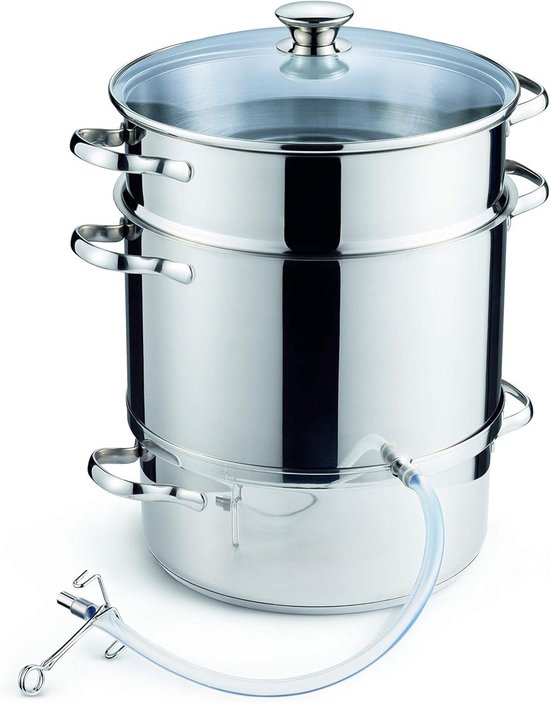 Stoomsapcentrifuge - Fruitpers - Sap Maken - Roestvrij Staal - 10 Liter - Zilverkleurig