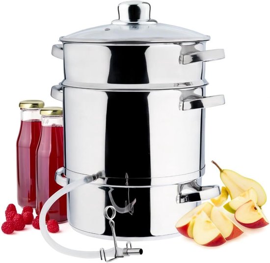Stoomsapcentrifuge - Fruitsapmachine - Thuis Sappen Maken - Vaatwasmachinebestendig - 8 Liter Inhoud - Zilver van Merkloos
