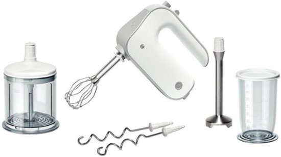 Styline MFQ4080 Handmixer Zilver - 500 Watt - Met Mixstaaf Maatbeker En Hakmolen - RVS Garde En Deeghaken - 5 Snelheden En Turbo Functie van Merkloos