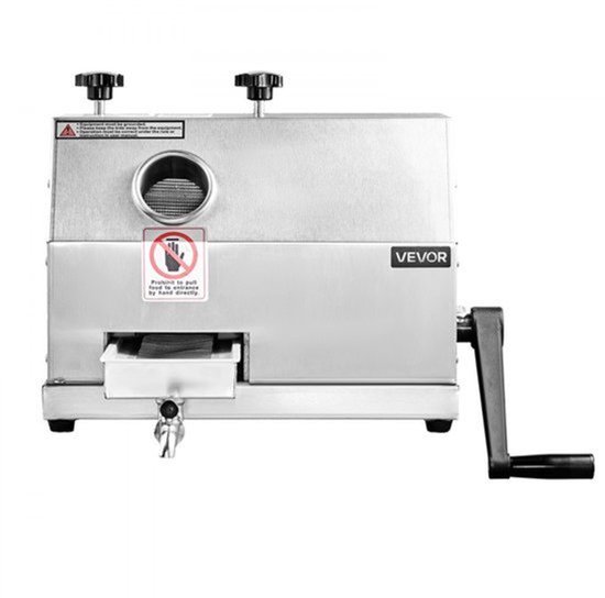 Suikerrietpers Handmatig - 110 kg per Uur Capaciteit - SUS201 Roestvrij Staal - Grote Inlaat 62 mm - Compacte Sapcentrifuge