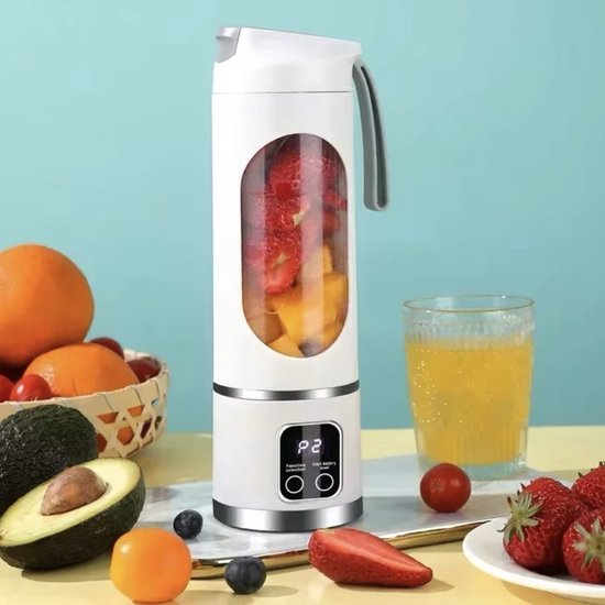 SunBuddy - Blender To Go - Draagbare 450ml Juicer Blender met 12 Bladen in Wit - USB-Oplaadbaar, IJsbreker en Smoothie Cup voor Onderweg van Merkloos