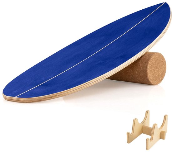 SureDeal® - Turnstang - Balansbord - Volwassenen Houten Schommel - Kurken Rollen - Opbergbeugel - 79x28 cm - Zwart