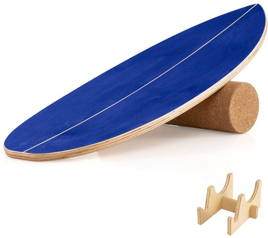SureDeal® - Turnstang - Balansbord - Volwassenen Houten Schommel - Kurken Rollen - Opbergbeugel - 79x28 cm - Zwart van suredeal