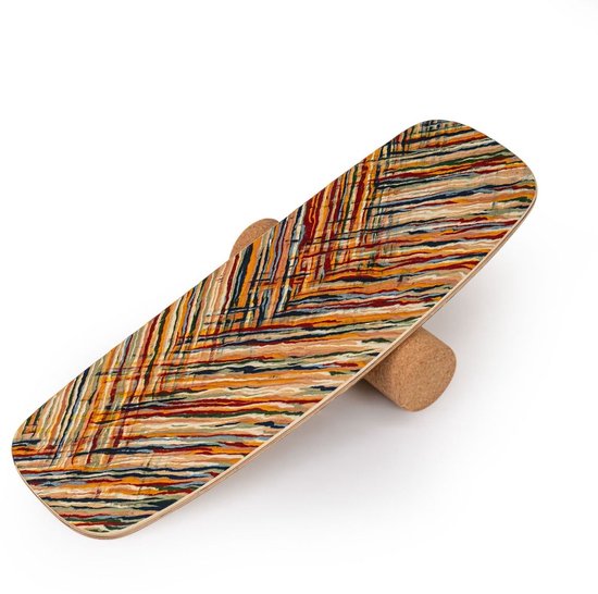 SureDeal® - Turnstang - Houten Balansbordtrainer - Gestabiliseerde Kurken Roller - 79x28 cm - Kleurrijk