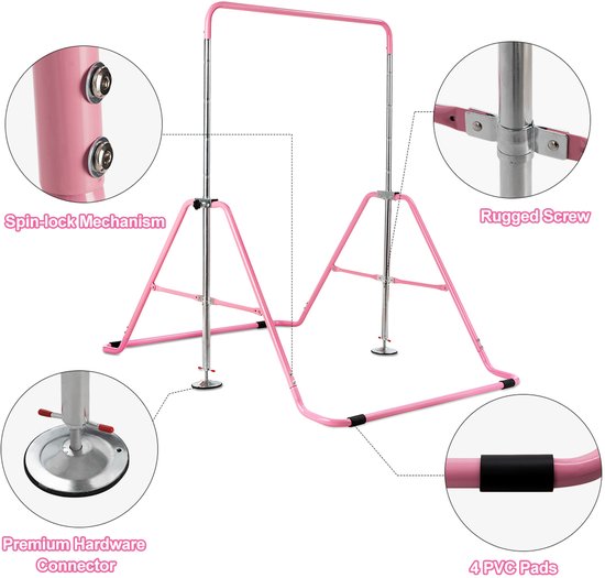 SureDeal® - Turnstang - Kinderrekstok Opvouwbare Trainingsstang - Thuis - Sportschoolgebruik - 147x98x127 cm - Roze van suredeal