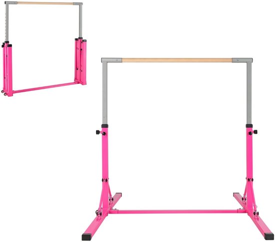 SureDeal® - Turnstang - Opvouwbaar - Kinderen Turntoestel - Thuis Trilling - Verstelbare Hoogtes Driehoekige - 136x172x150 cm - Roze