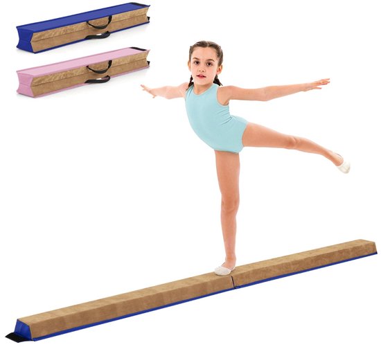 SureDeal® - Turnstang - Opvouwbare Evenwichtsbalk Draagbare - Zacht Schuim - Handgrepen - Kinderen Thuis Gymnastiek - 240x15x6,5 cm - Blauw van suredeal