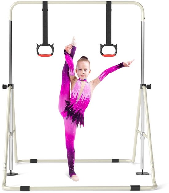 SureDeal® - Turnstang - Uitschuifbare Gymnastiekstang - Kinderen Standen Verstelbare - 111,5x144,5x132 cm - Beige