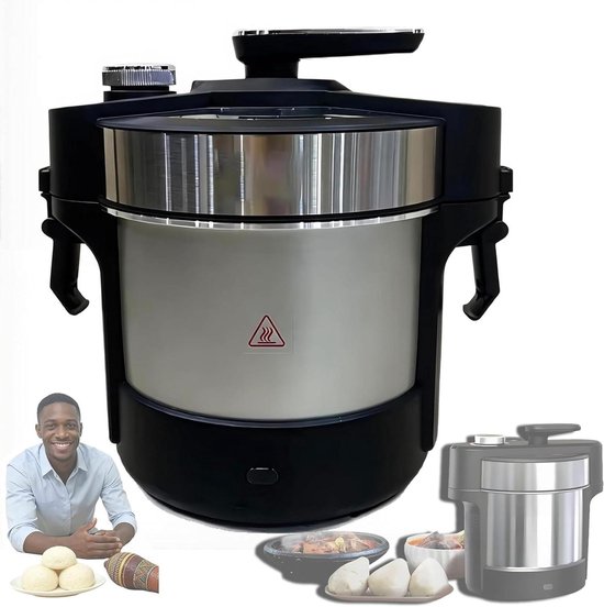 Swallow Maker Machine, slimme Fufu-kookprocessor, 1000 W krachtige mixer, 6 liter stalen kom voor bonsde Yam, automatische machine voor Ugali, Amala, Egusi, vleesmalen, multifunctioneel keukengereedsc