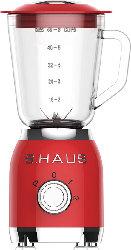 Swiss Haus® BL1915 Blender – 1.5L Glazen Kan - 2 Snelheden + Pulse Functie - 600W Smoothie Maker – Retro Design - Veiligheidsschakelaar – Vaatwasmachine Bestendig – Rood van Merkloos