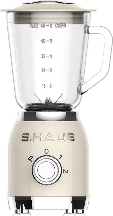 Swiss Haus® BL2015 Blender – 1.5L Glazen Kan - 2 Snelheden + Pulse Functie - 600W Smoothie Maker – Retro Design - Veiligheidsschakelaar – Vaatwasmachine Bestendig – Crème van Merkloos