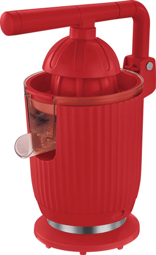 Swiss Haus® CJ1914 Citruspers Elektrisch - 140W - Elektrische Sinaasappelpers met Pershendel - 2 Perskegels - Verse Sinaasappelsap - Afneembare Onderdelen - Rood van Merkloos