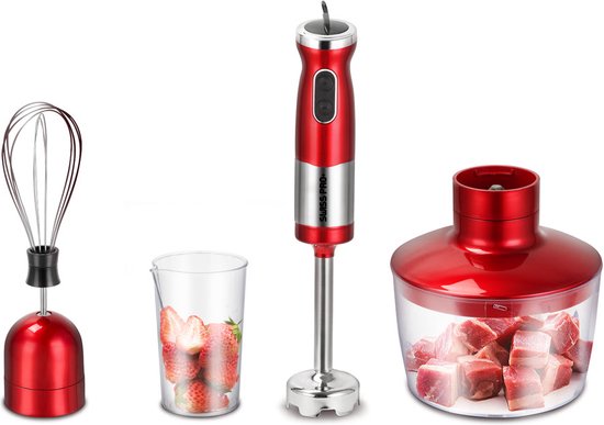 Swiss Pro+ - Multifunctionele staafmixer met blender en klopper - Wine Red - 700 W - RVS - mixer van Merkloos