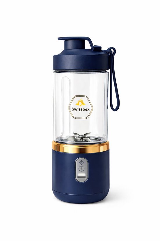 Swissbex Draagbare Mini Blender & Juicer - 400 ml - USB-C Oplaadbaar - Smoothies To Go - Donkerblauw van SwissBex
