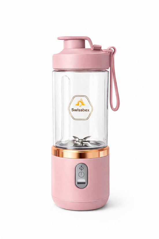 Swissbex Draagbare Mini Blender & Juicer - 400 ml - USB-C Oplaadbaar - Smoothies To Go - Roze van SwissBex