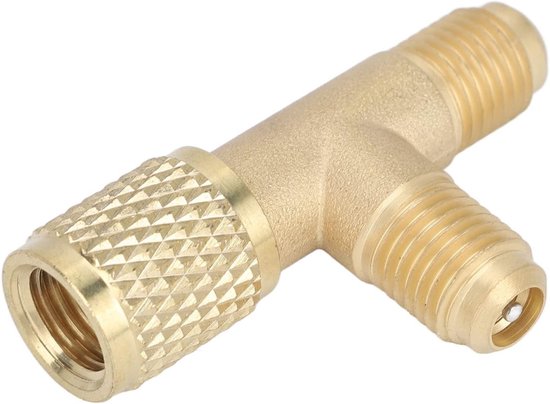 T-Adapter voor Vacuum Pompen, Messing Snelle Koppeling Access Tee met Vrouwelijke SAE Flare FFL voor R22 R12 R134, Geschikt voor Koeltechniek en HVAC Systemen