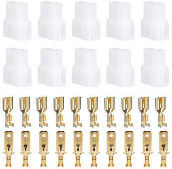 T-Tap Wire Connectors, T-Type 2 Pin Plug T-Type Power Car Radio Cable Connectors Set Suitable for Kenwood van Merkloos