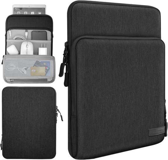 Tabletzak voor 8-9 Inch Tablets met Opbergvakken - Geschikt voor iPad Mini en Galaxy Tab A7 Lite - Zwart en Grijs