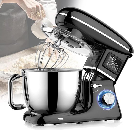 Tafelmixer - Keukenmachine Chef - Grote hoeveelheden mixen - Krachtige 1500W motor - 62L kom - Zwart