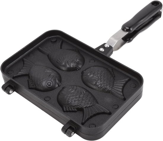 Taiyaki Cake Mould voor Thuisbakken - 4 Trays, Antiaanbaklaag, Visvorm, Perfect voor Wafels en Pannenkoeken, Ideaal voor DIY Kookfeesten en Desserts van Merkloos