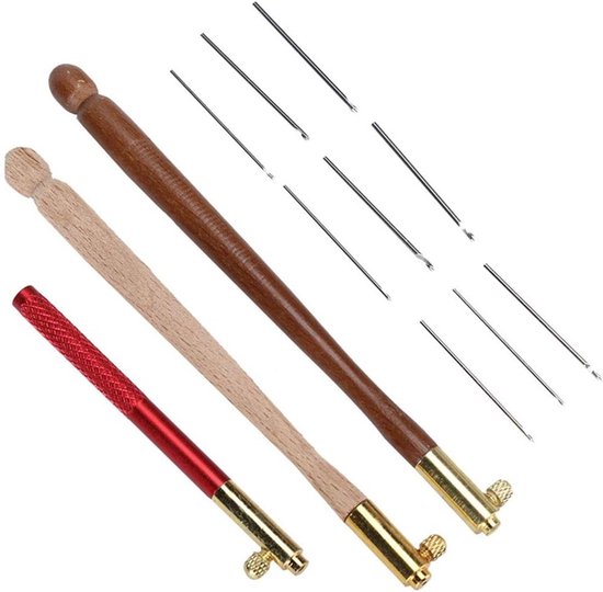 Tambourhaak voor Borduren met 3 Verwisselbare Naalden - Keukenaccessoire voor Borduurwerk, Pailletten en Kralen van Merkloos