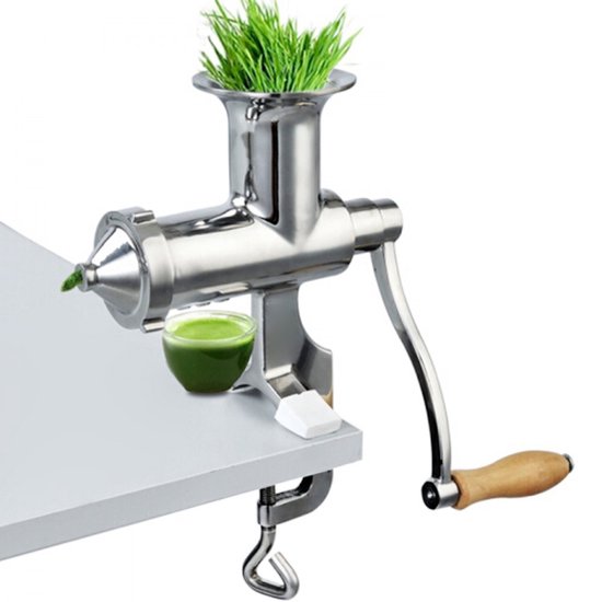 Tarwegraspers - Handmatige Slowjuicer - 304 RVS - Tafelklem - 3 Filters - Voor Bladgroenten & Fruit - Zilver