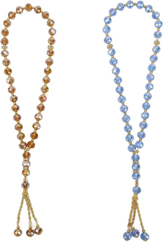 Tasbih Gebedskralen Set van 2 voor Mannen en Vrouwen - Blauw, Spiritueel, Meditatie, Religieus van Merkloos