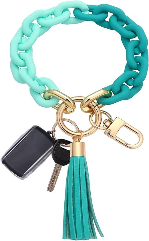 Tassel Sleutelhanger voor Dames en Heren, Perfect als Kerstcadeau, Blauw, Handige Polsband Sleutelhanger van Merkloos