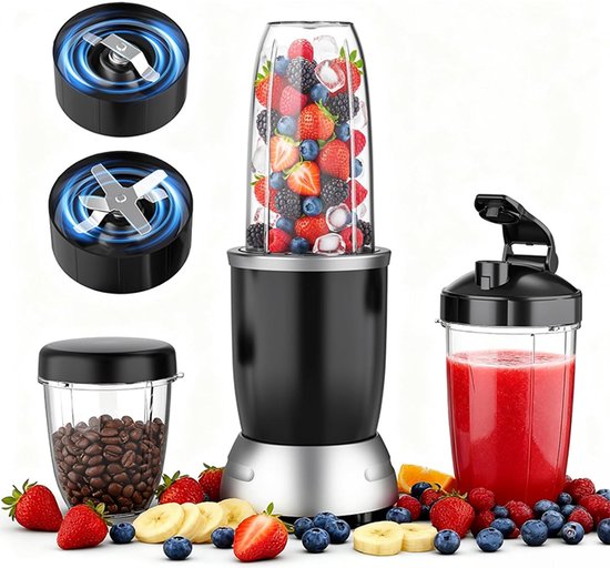 Teendow 2-in-1 Power Blender en maalapparaat - 1000W-Smoothiemaker, sapmaker en koffiemolen in één - Voor smoothies, sappen, babyvoeding, ijs, koffiebonen, noten en kruiden van MUVANO