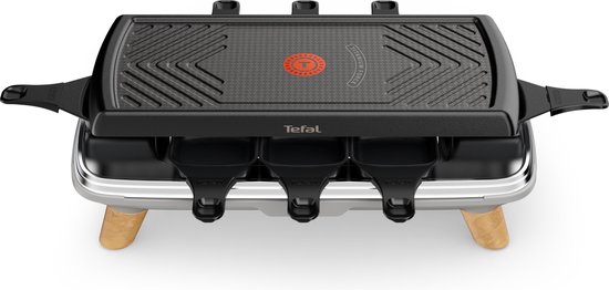 Tefal RE610D - 3in1 8-Persoons - Raclette - Zwart - RVS - Hout