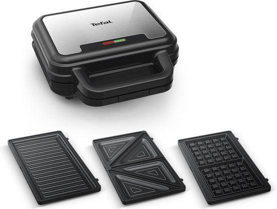 Tefal UltraCompact 3in1 SW383D Wafelijzer, Tosti-ijzer & Contactgrill - Verwisselbare platen - Anti-aanbaklaag - Verticaal Opbergen - 700W van Tefal