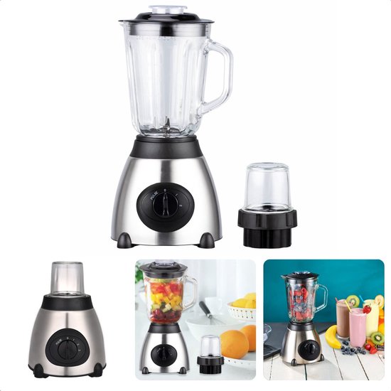 Teffo Blender - Smoothie Blender - 1.5 Liter - 2 Snelheden Met Pulse Draaiknop - RVS van Teffo