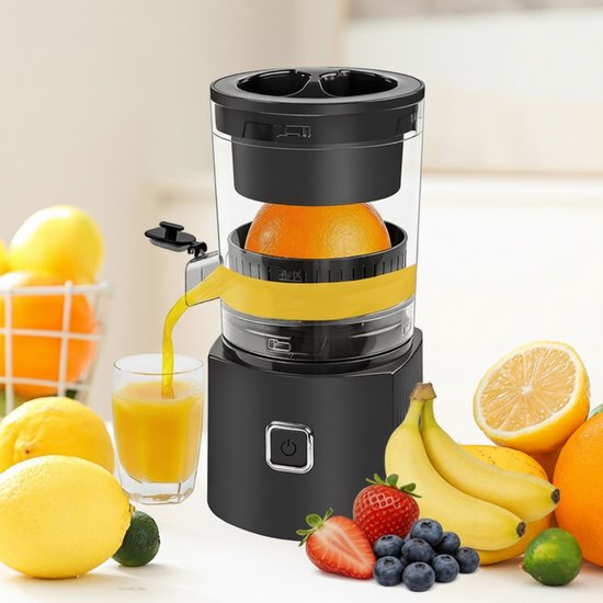 TEKROA® Elektrische Citruspers - Sinaasappelpers Elektrisch - Juicers & Citruspersen - met Instelbaar Pulpfilter – Voor Citroen en Sinaasappel – 80 W - zwart van TEKROA
