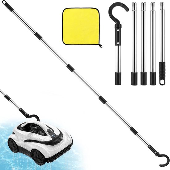 Telescoopstang 185 cm met berghaak, zwembadaccessoires om uit het water te halen, geschikt voor zwembadreiniger, voor zwembad en opzetzwembad (telescoopstang 185 cm)
