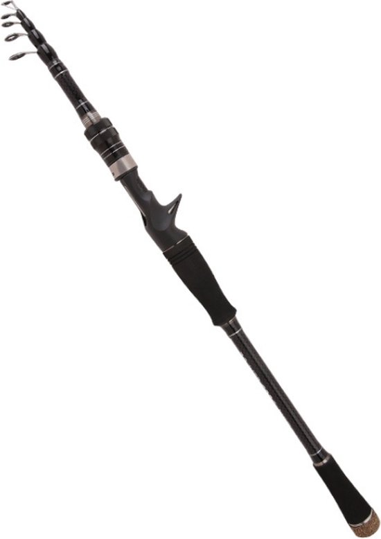 Telescopische luxe vishengel van Improducts - vis hengel is 180 cm (1.80M) lang en van Carbon super licht en zeer sterk en ook geschikt voor KARPER EN ZEEVIS. van Improducts