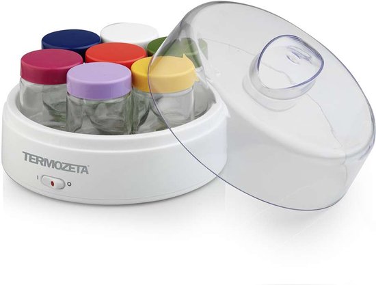 Termozeta 75105 yoghurtmaker, 7 potten van 150ml, 15W, AAN-UIT knop, transparant deksel, ideaal voor natuurlijke en verse yoghurt van T