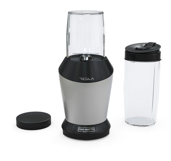 Tesla NB301BXA - Blender - Smoothie Maker - Sportblender blender - 0,8 L - Krachtige 1000 W set met To-Go Beker - Zwart / RVS