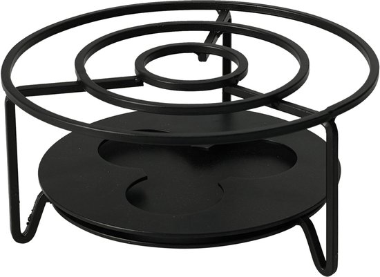 Theewarmer Metaal Zwart - Theepot Warmer - Warmhoudschaal - Theelichthouder - Warmhouder - Thee Warmhoudplaat