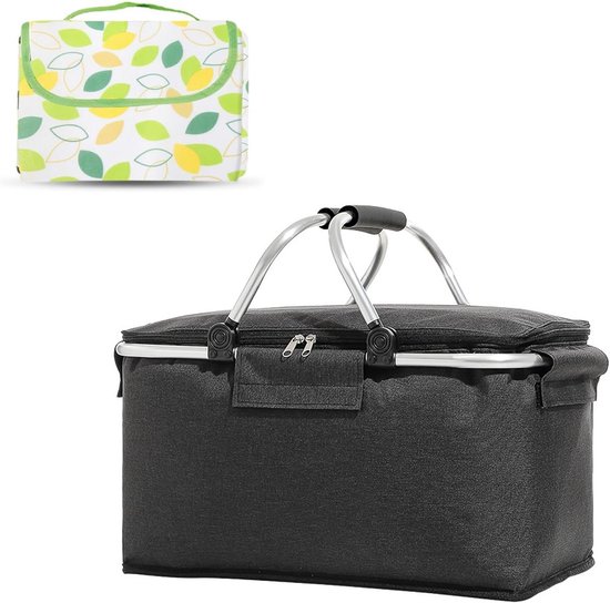 Thermische boodschappentas van Oxford stof, opvouwbaar en stabiel, met handvat, perfect voor boodschappen, picknicks en reizen van Merkloos