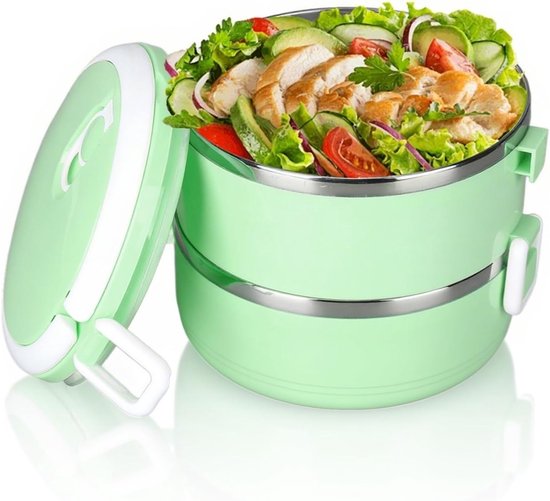 Thermo Lunch Box 1000ml - RVS, Stapelbare en Draagbare Vacuüm Bento Box, Lekvrij en Luchtdicht voor Volwassenen en Kinderen, Ideaal voor Picknicks en Kampeertochten van Merkloos