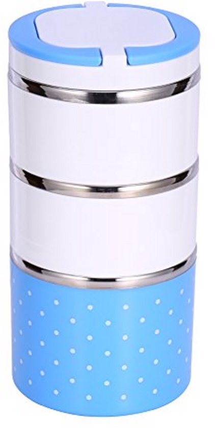 Thermo Lunchtrommel - Voedselcontainer - Warme maaltijd meenemen - Dubbele handgrepen - 1200ml - Blauw