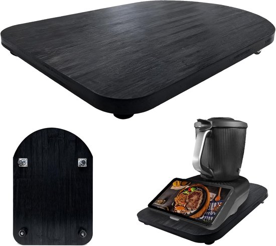 Thermomixplank met wieltjes, glijplank voor Thermomix TM7, glijdende basis, bamboe dienblad voor Thermomix, schuifblad, voor Vorwerk keukenmachine TM7 accessoires