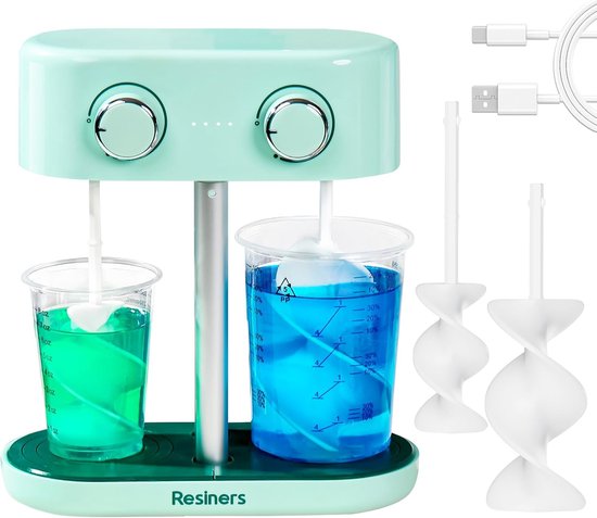 Thijox - Oplaadbare Epoxyhars-Mixer met Dubbele Kop, Traploze Snelheid en Minimale Blaasvorming, Ideaal voor Hars, Kleurmenging, Zeep Maken en Creatie